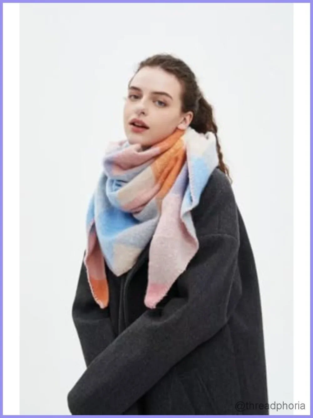 Oversized Plaid Triangle Scarf Shawl Wrap Soft Cozy Winter Fashion